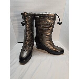 Cougar Wedge Puffer Brown Metallic Shiny Gander Winter Waterproof‎ Boots Size 9M